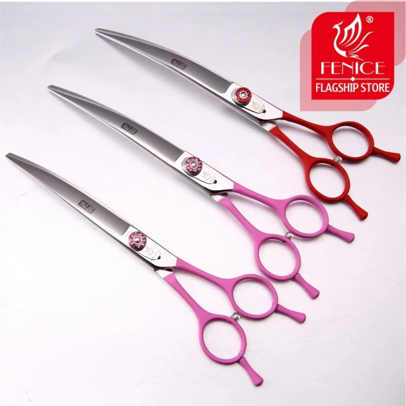 Professional Pet Grooming Scissors Curved - フェニーチェプロフェッショナルJP440Cペット用カーブシザー7.0/7.5/8.0インチ犬用グルーミングカットシザー動物ケア用