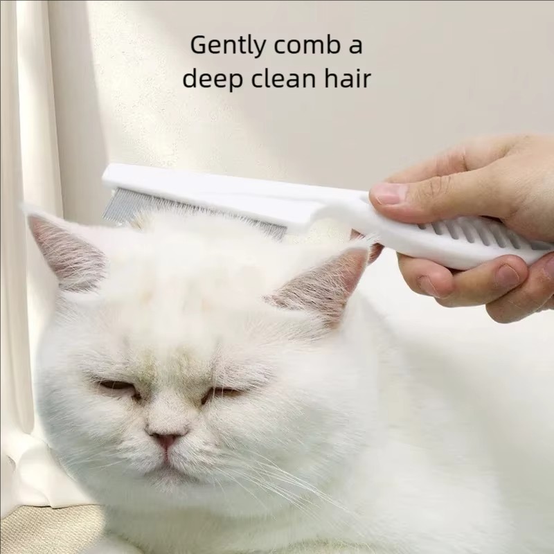 Flea Comb Fine Tooth Pet Tear Stain - 1個入り ペット用 泣き跡・ノミ取り用コーム、犬や猫の目の周りや顔の毛の汚れを除去するための、細かい歯のステンレス製グルーミングコーム、2サイズ展開 C270