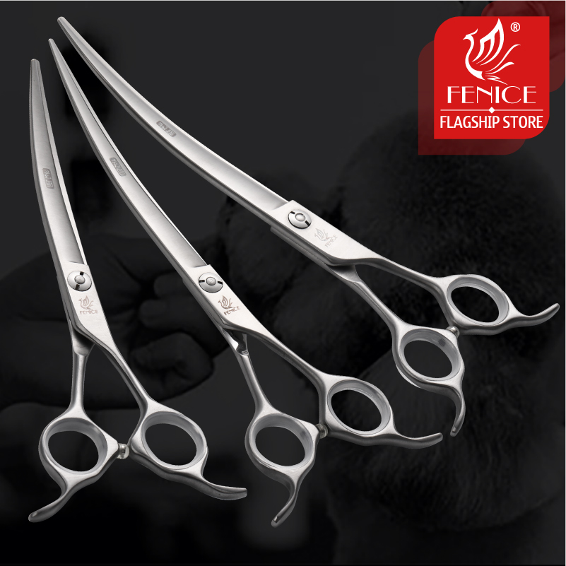 Professional Pet Grooming Scissors Curved - Fenice-プロのペットのグルーミングフィギュア,湾曲したせん断,6.5/7.0/7.5インチ,犬のグルーマー,日本のヘアスタイリング