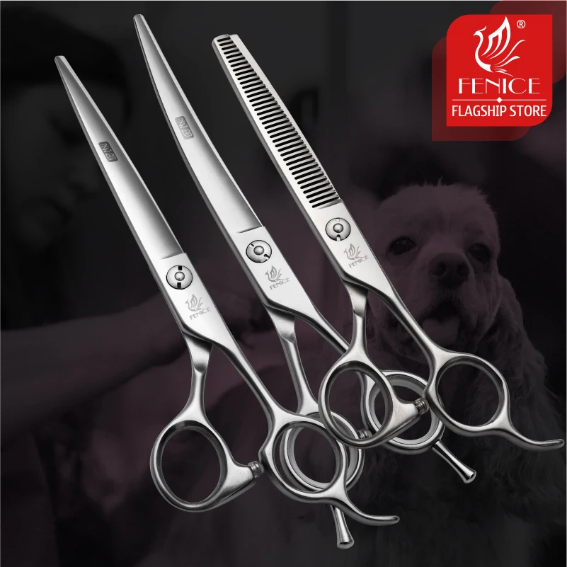 Professional Pet Grooming Scissors Curved - フェニーチェ 6.5/7.0/7.5/8.0 ペットグルーミングはさみセット犬の毛カットはさみ切断間伐湾曲はさみキット