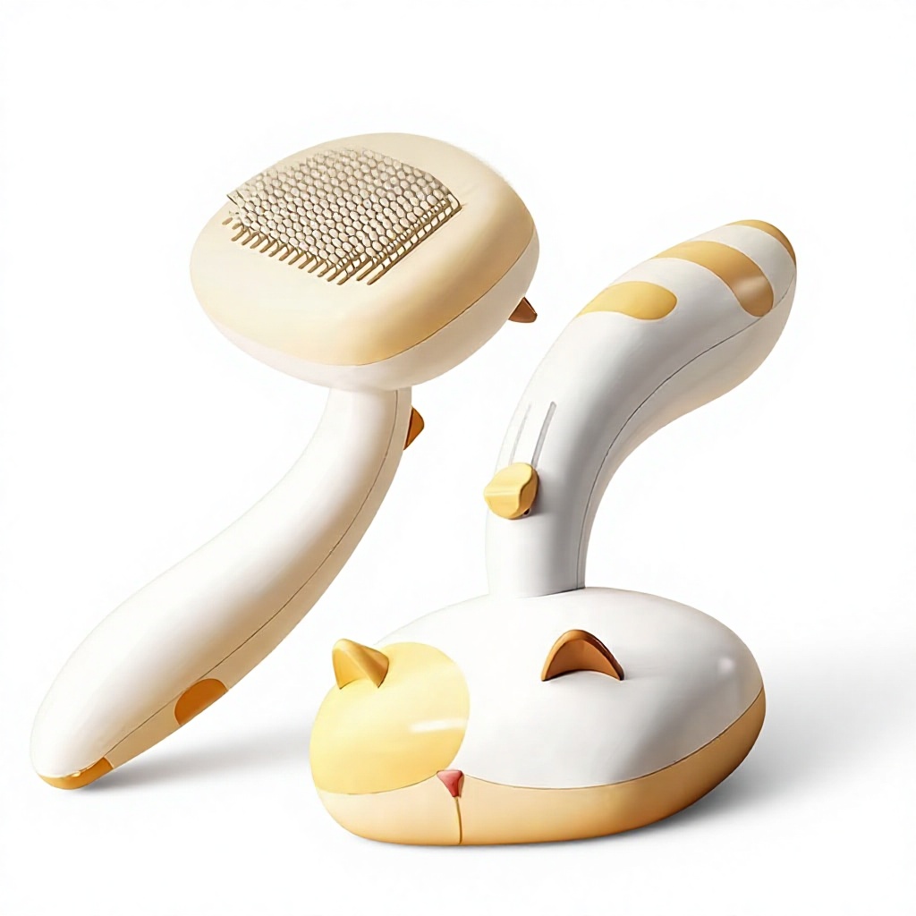 Slicker Brush Self Cleaning Pet Grooming - ペットグルーミングブラシ ステンレス鋼針櫛 セルフクリーニングスリッカーツール 犬猫用 毛除去マッサージ 長毛・短毛用