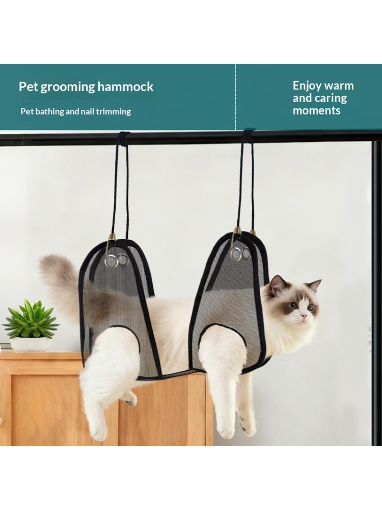 Pet Grooming Hammock Sling Restraint - 小型・中型の猫や犬用ペットグルーミングハンモック、爪切りや入浴時の傷防止用吊り下げ式拘束スリング
