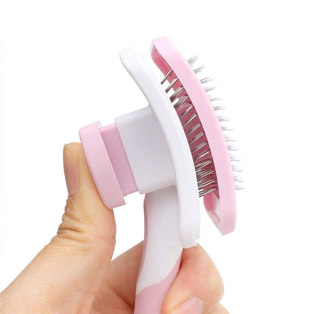 Slicker Brush Self Cleaning Pet Grooming - ペット用グルーミングツール、犬や猫の毛取りに最適な、自動洗浄機能付きのスリッカーブラシ。マッサージ効果もあり、抜け毛の除去や毛並みの整えに。毛取りブラシとマッサージブラシのセット。