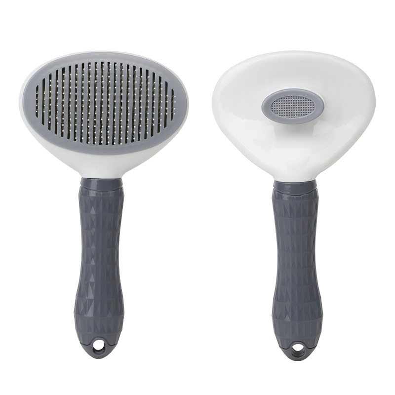 Slicker Brush Self Cleaning Pet Grooming - 猫用グルーミングブラシ、自動洗浄機能付き、うさぎ耳型、抜け毛対策、マッサージ、室内猫・小型犬用、やさしいソフトブラシ