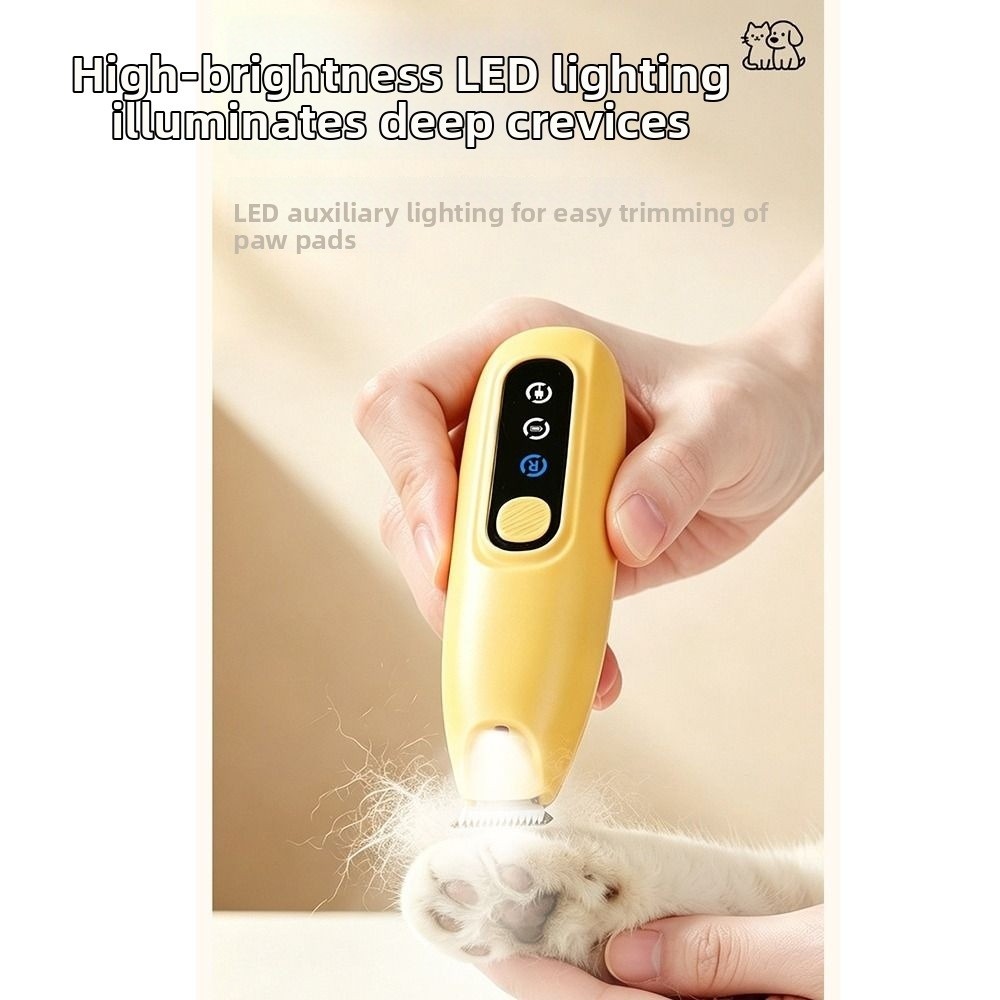 Cordless Dog Clippers Low Noise Grooming - 便利なLEDライト付きペット用爪切り。安全なコードレス式で、猫の足の毛を剃るのに最適。低騒音で、握りやすいグリップ。犬の毛を剃るクリッパーとしても使用可能。犬のグルーミングに。