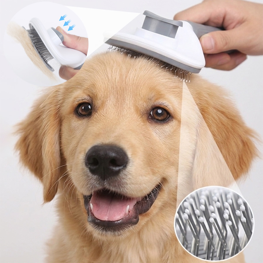 Slicker Brush Self Cleaning Pet Grooming - セルフクリーニングペットスリッカーブラシ ワンクリック猫犬毛除去プロ用グルーミングコーム 長毛/短毛ペット用品