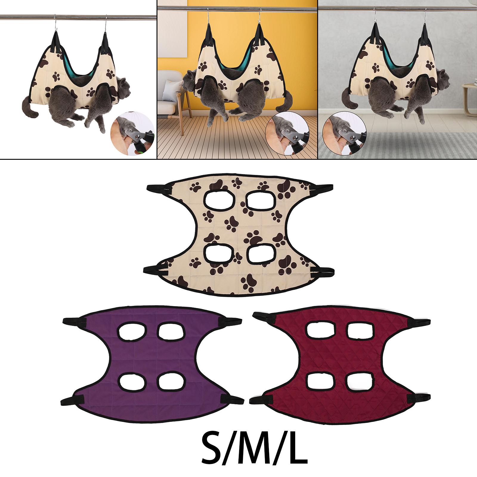 Pet Grooming Hammock Sling Restraint - ペットグルーミングハンモックスリング 犬猫用 お風呂・爪切り・洗濯用 固定バッグ S字フック付き 調節可能なコットンオックスフォード製