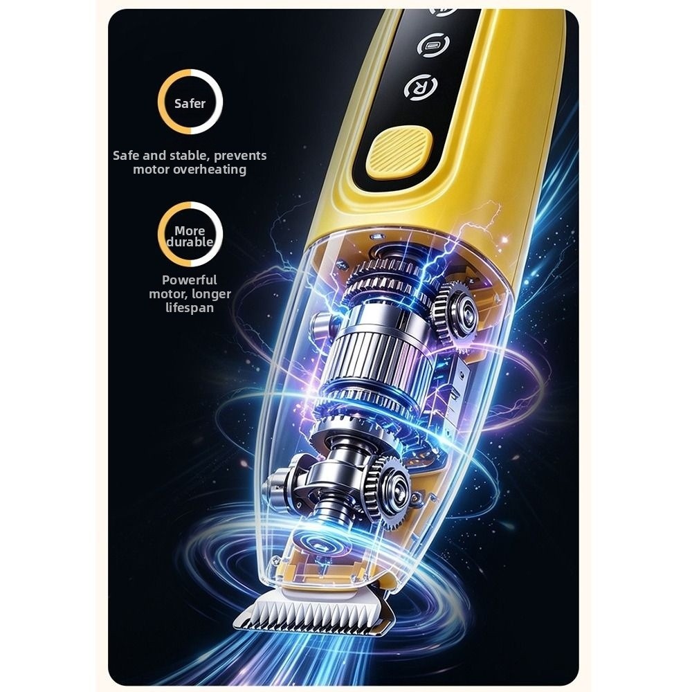 Cordless Dog Clippers Low Noise Grooming - LEDライト付きペット用爪切り、低騒音、コードレス、猫用、犬用、快適なグリップ、安全な犬用バリカン、顔の毛づくろい用。