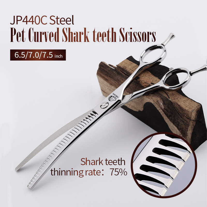 Professional Pet Grooming Scissors Curved - Fidrelion-プロのペットの圧力はさみ,6.5/7.0/7.5インチ,440c,犬のグルーミングデバイス,痩身