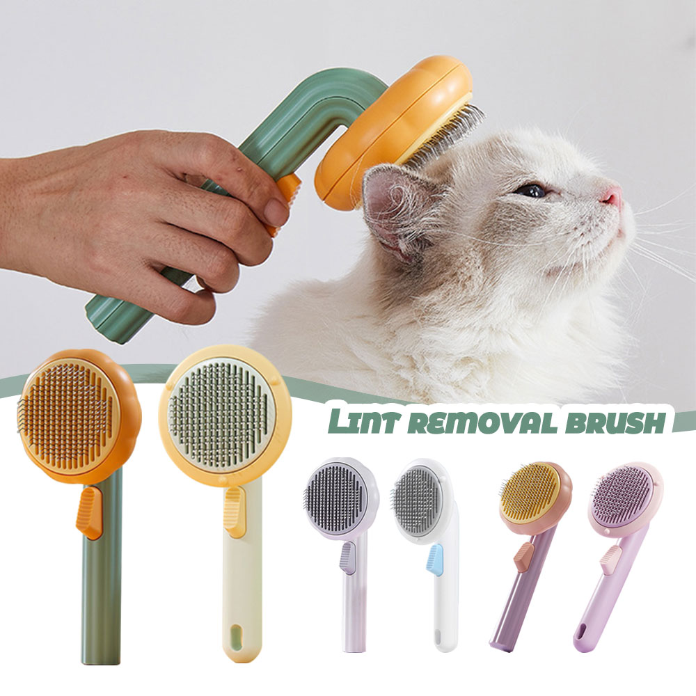 Slicker Brush Self Cleaning Pet Grooming - ペットの毛取りコーム 猫用ブラシ セルフクリーニング スリッカーブラシ 猫犬用 毛取りスクレーパー