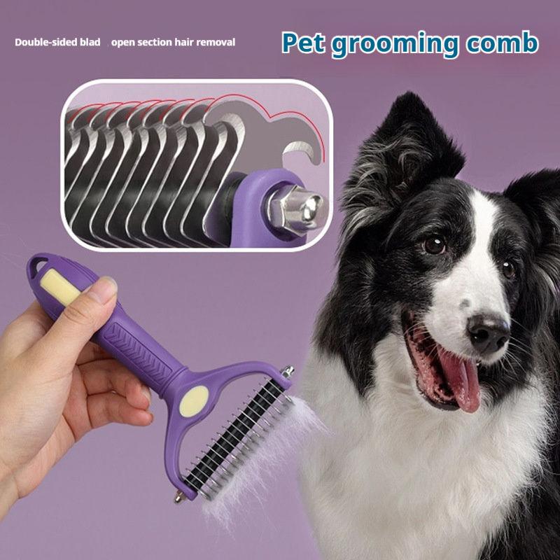 Undercoat Rake Dematting Tool Dog Shedding - ペットグルーミングノットコーム、ペット抜け毛除去ブラシ、両面アンダーコートレーキ、犬猫用抜け毛コーム、デマッティングツール