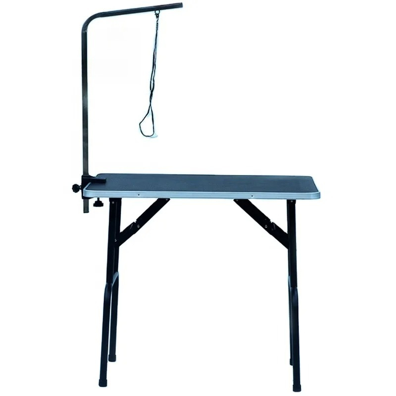 Folding Pet Grooming Table Arm Clamp - 黒色鉄製コーティング脚付き折りたたみ式ペットグルーミングテーブル（ナイロンクランプとアーム付き）