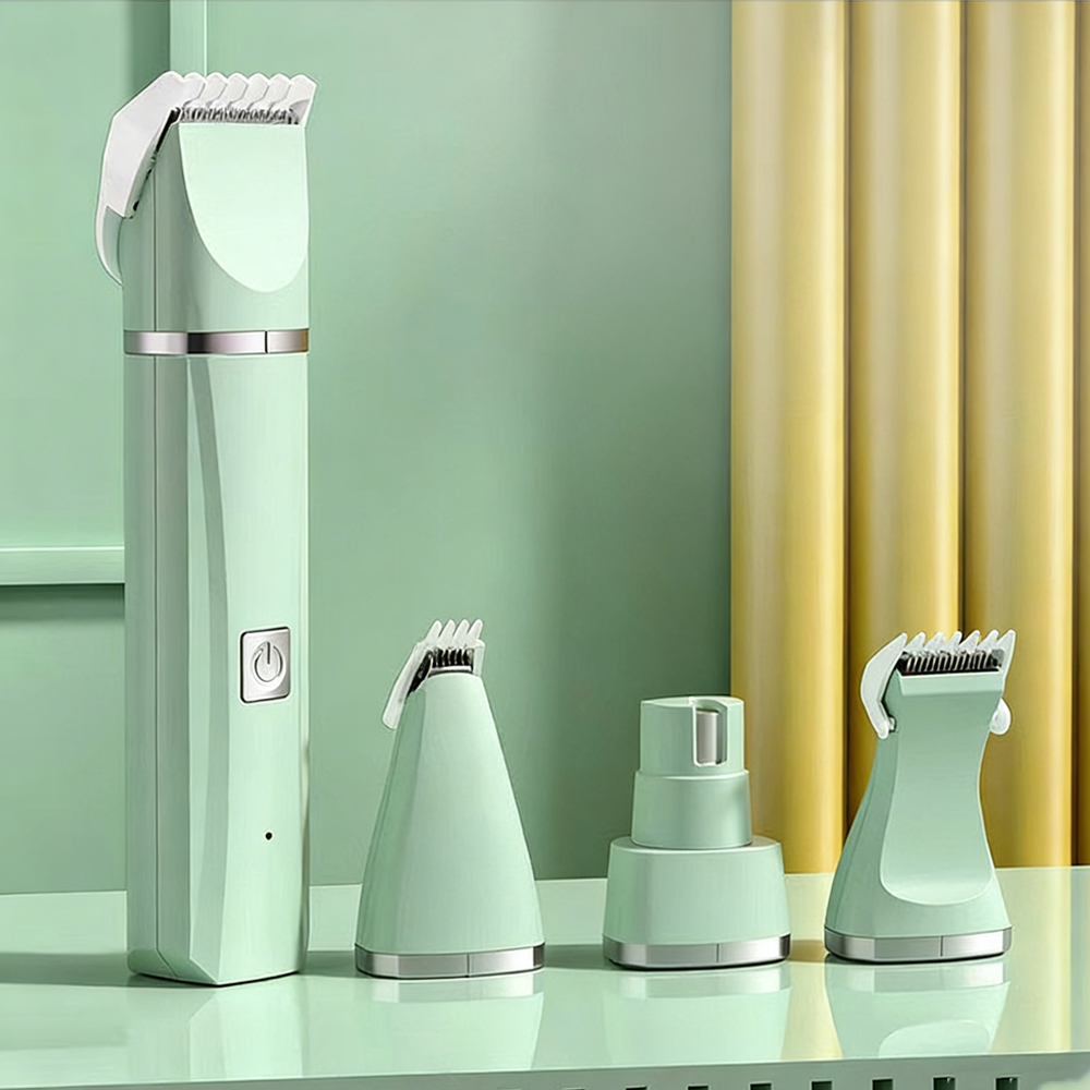 Cordless Dog Clippers Low Noise Grooming - 4-in-1ペットグルーミングケアセット 4種類の刃 犬用トリマー 低騒音ペットバリカン 充電式コードレス安全ペットヘアシェーバー