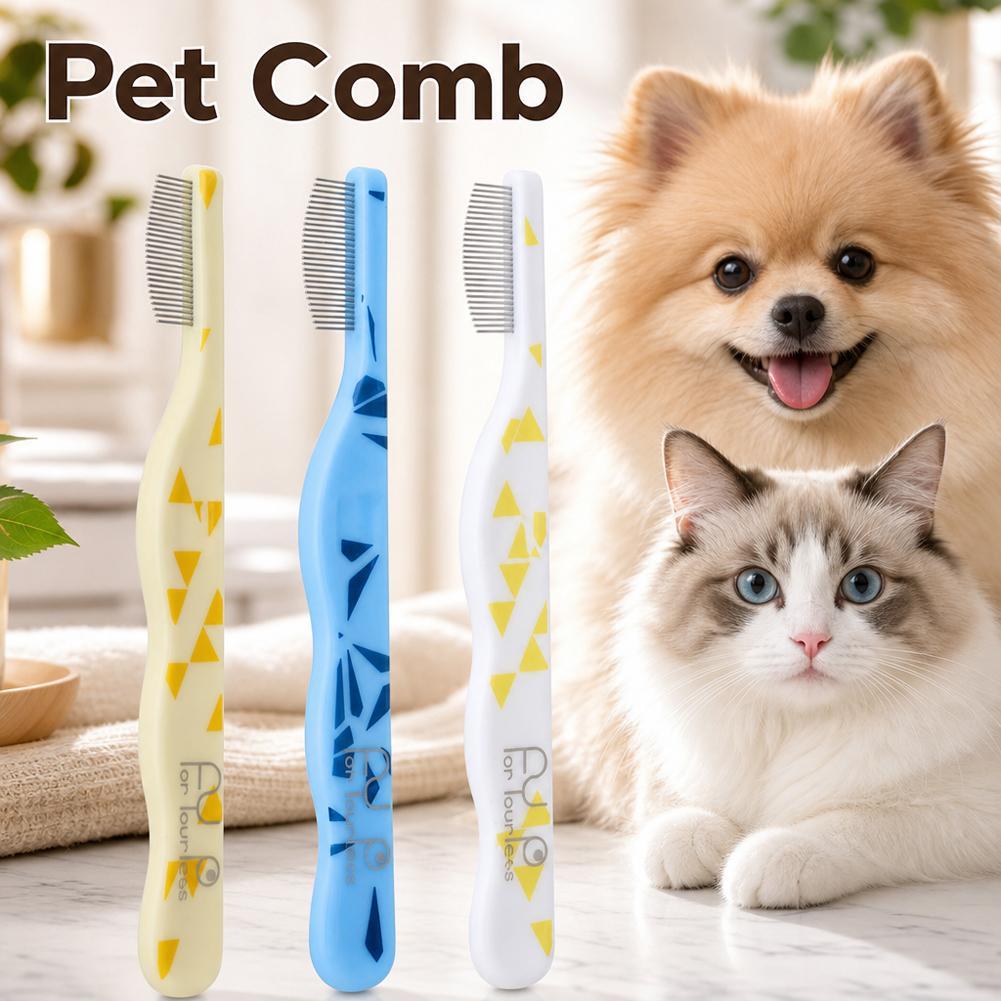 Flea Comb Fine Tooth Pet Tear Stain - 猫用フェイスコーム ミニステンレス製涙やけ除去ブラシ 小型犬用顔面グルーミング細目ノミ取りコーム ペット清掃ツール