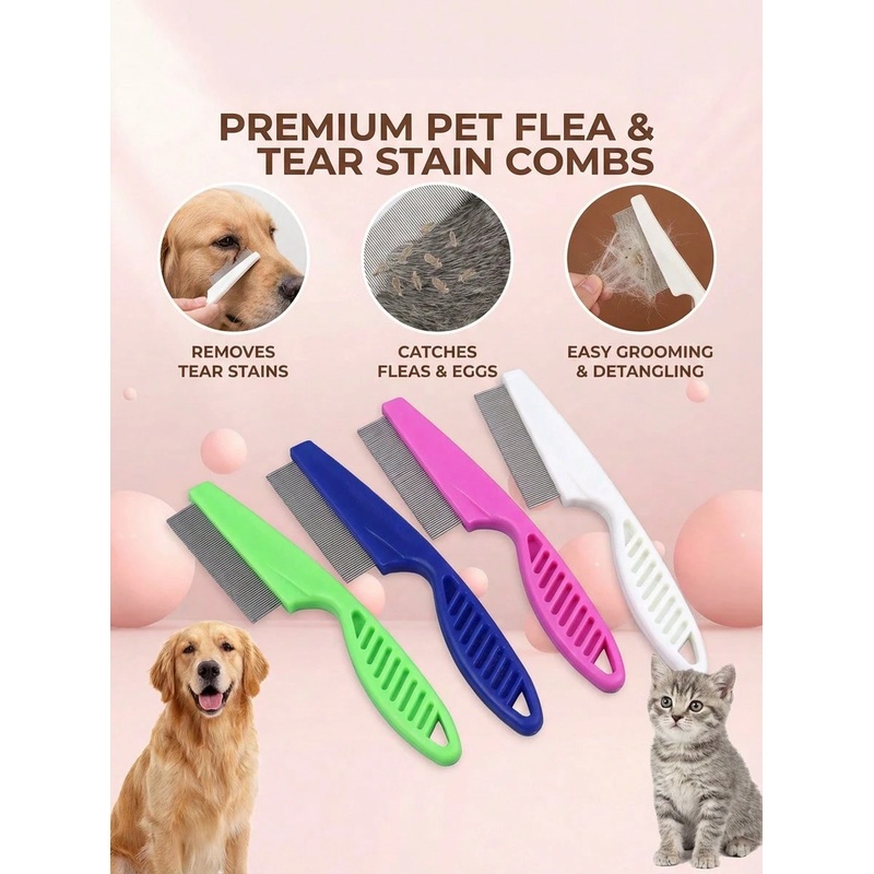 ペットの涙やけ・ノミ取り用コーム、細かい歯のステンレス製グル - Flea Comb Fine Tooth Pet Tear Stain のレビューと価格