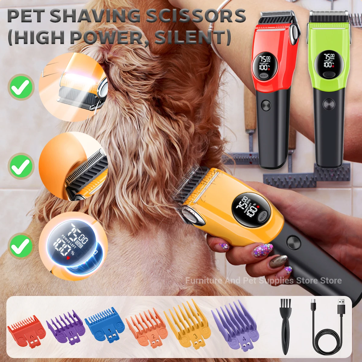 電気犬用グルーミングクリッパー、プロ用ペットバリカン、コード - Cordless Dog Clippers Low Noise Grooming のレビューと価格