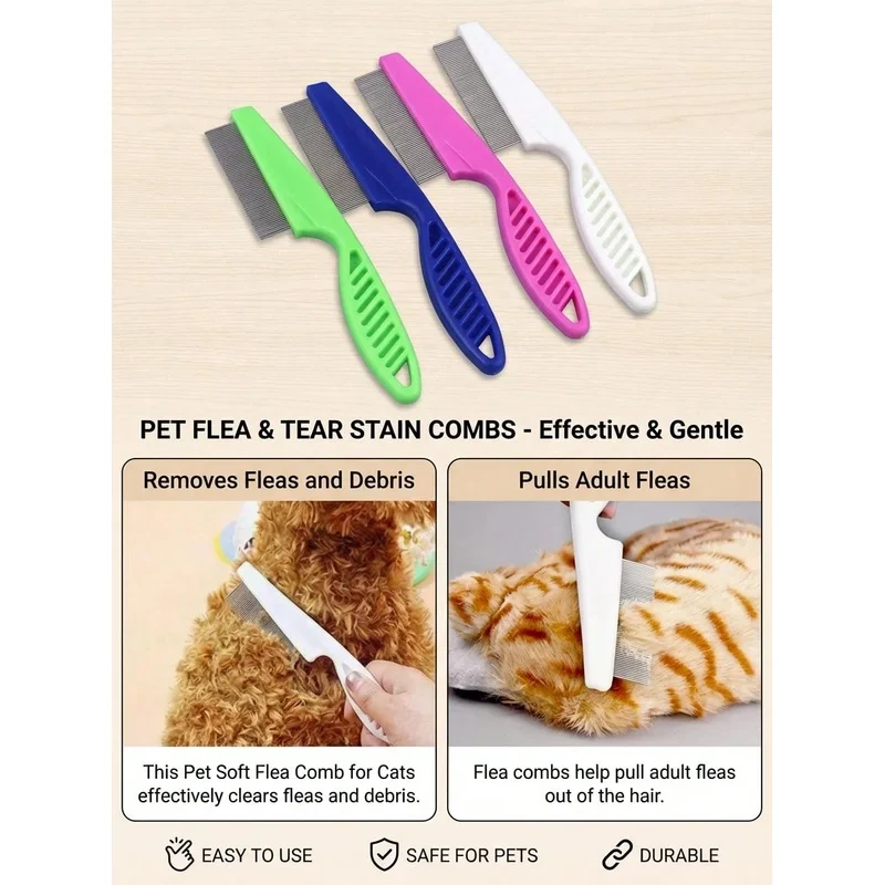 ペット用、涙やけやノミ取りに最適な、細かい歯のステンレス製グ - Flea Comb Fine Tooth Pet Tear Stain のレビューと価格
