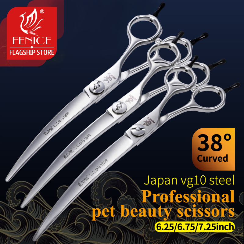 Fenice-プロの犬のグルーミングはさみ,湾曲した髪のため - Professional Pet Grooming Scissors Curved のレビューと価格