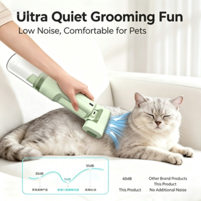 ZONGYAN ペット用グルーミング掃除機、コードレス、低騒 - Pet Grooming Vacuum Suction Kit 5 In 1 のレビューと価格