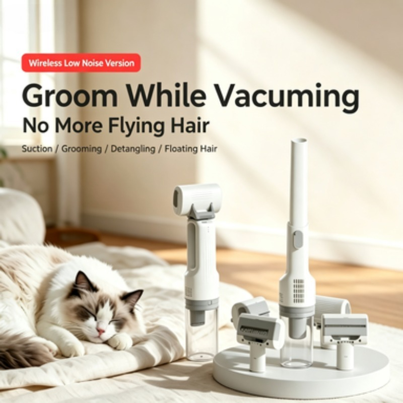 ZONGYAN ペット用グルーミング掃除機、コードレス、低騒 - Pet Grooming Vacuum Suction Kit 5 In 1 のレビューと価格