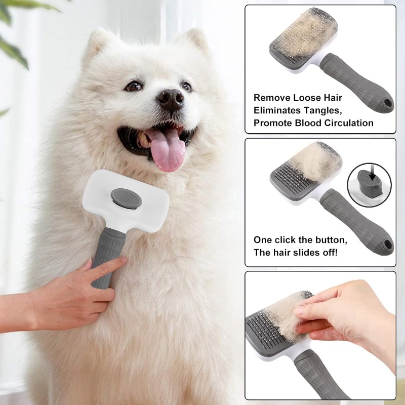セルフクリーニングペットの毛除去コーム猫スリッカーブラシペッ - Slicker Brush Self Cleaning Pet Grooming のレビューと価格