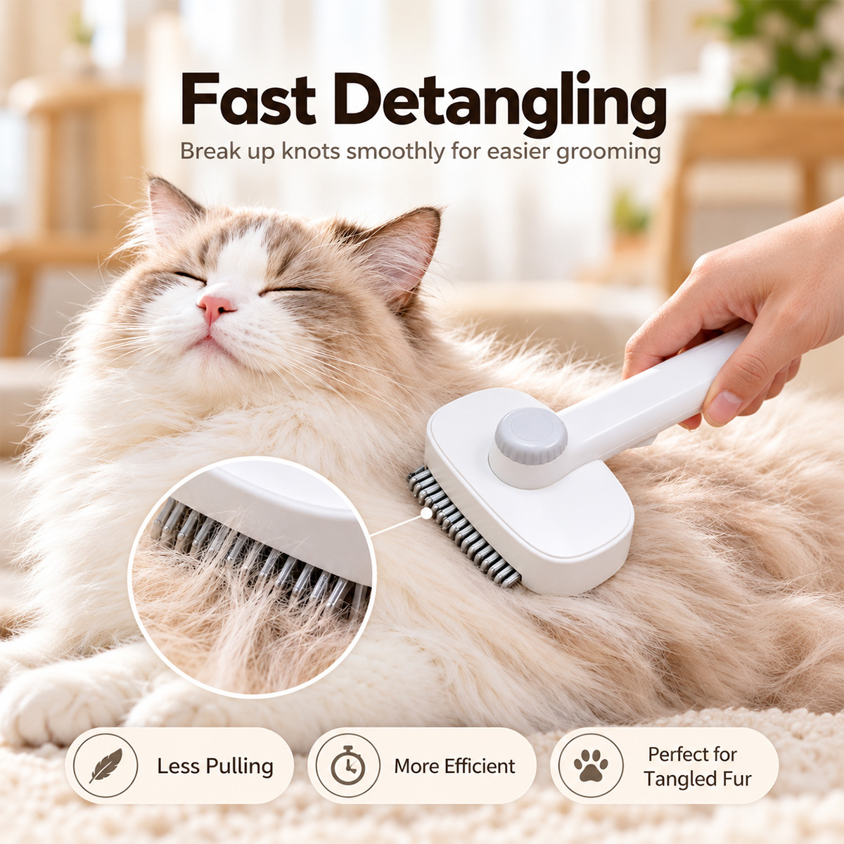 1個入り、2WAY仕様のペット用グルーミングブラシ。自己洗浄 - Slicker Brush Self Cleaning Pet Grooming のレビューと価格