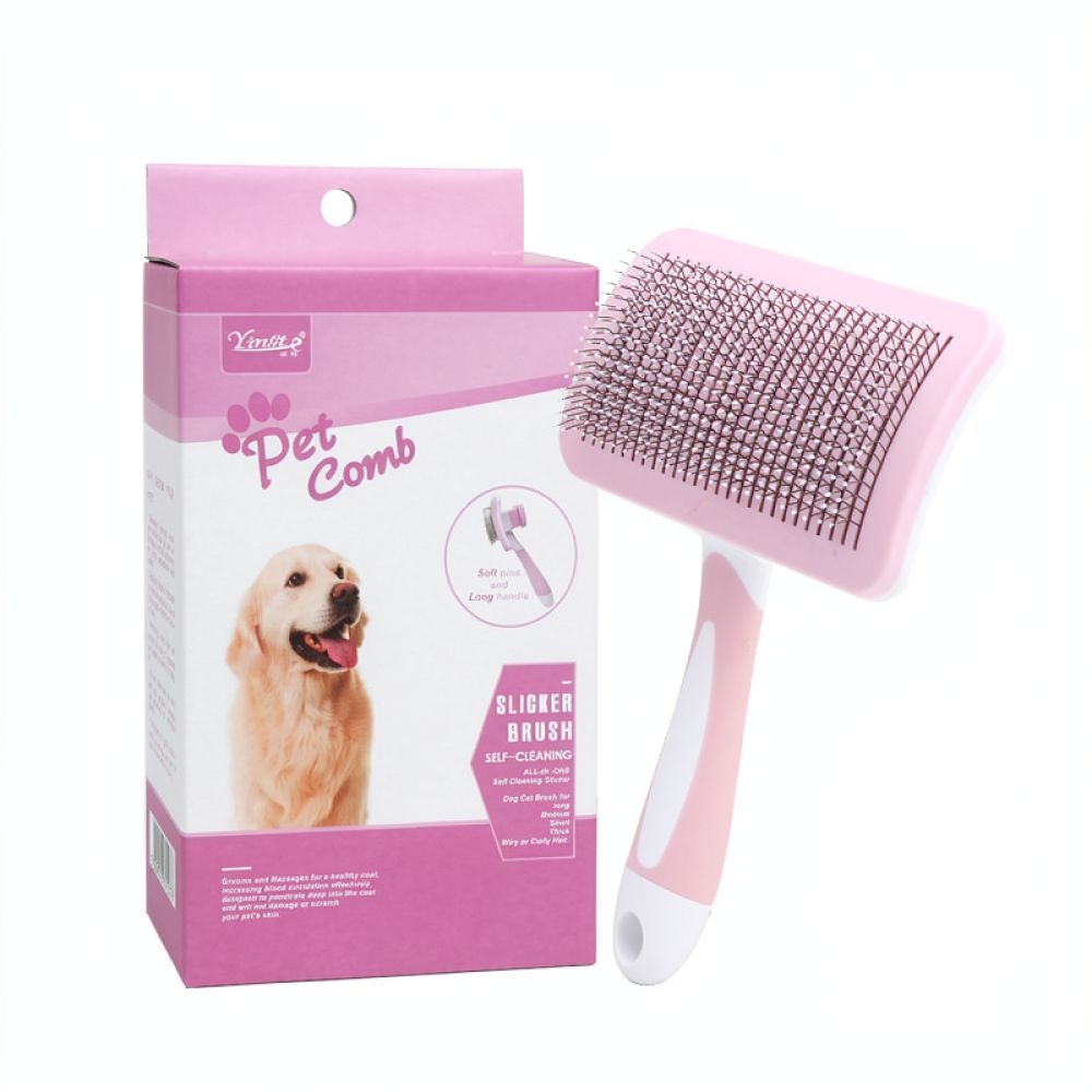 ペット用グルーミングツール、犬や猫の毛取りに最適な、自動洗浄 - Slicker Brush Self Cleaning Pet Grooming のレビューと価格