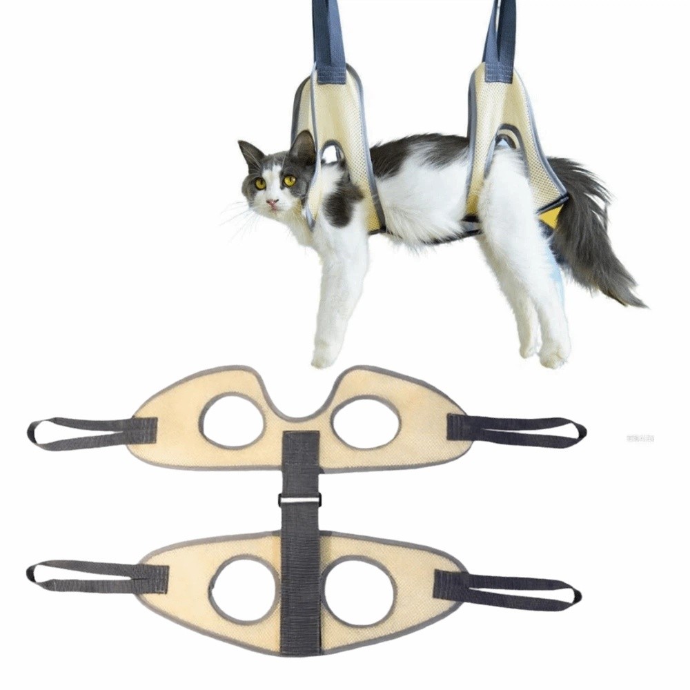 猫用ハンモック型グルーミングケージ。フック付きで、噛みつき防 - Pet Grooming Hammock Sling Restraint のレビューと価格