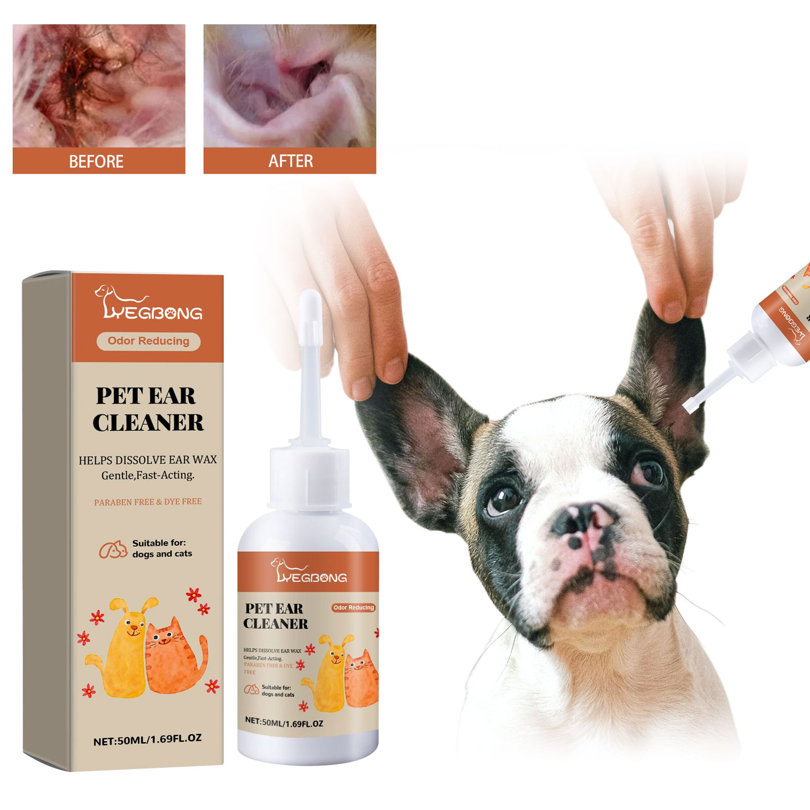 ペットの耳垢除去クリーナー,耳の臭い除去,かゆみ,感染制御, - Dog Ear Cleaner Solution Drops Wash のレビューと価格