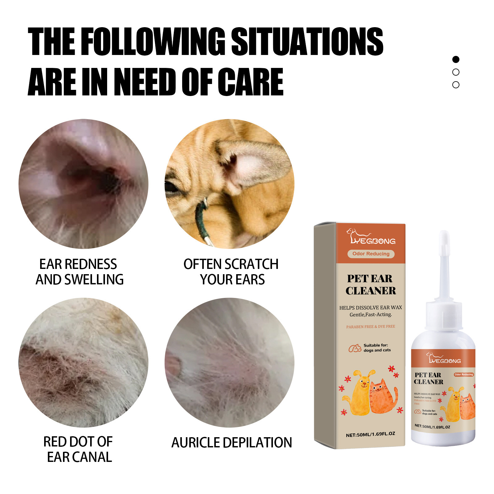 ペットの耳垢除去クリーナー,耳の臭い除去,かゆみ,感染制御, - Dog Ear Cleaner Solution Drops Wash のレビューと価格