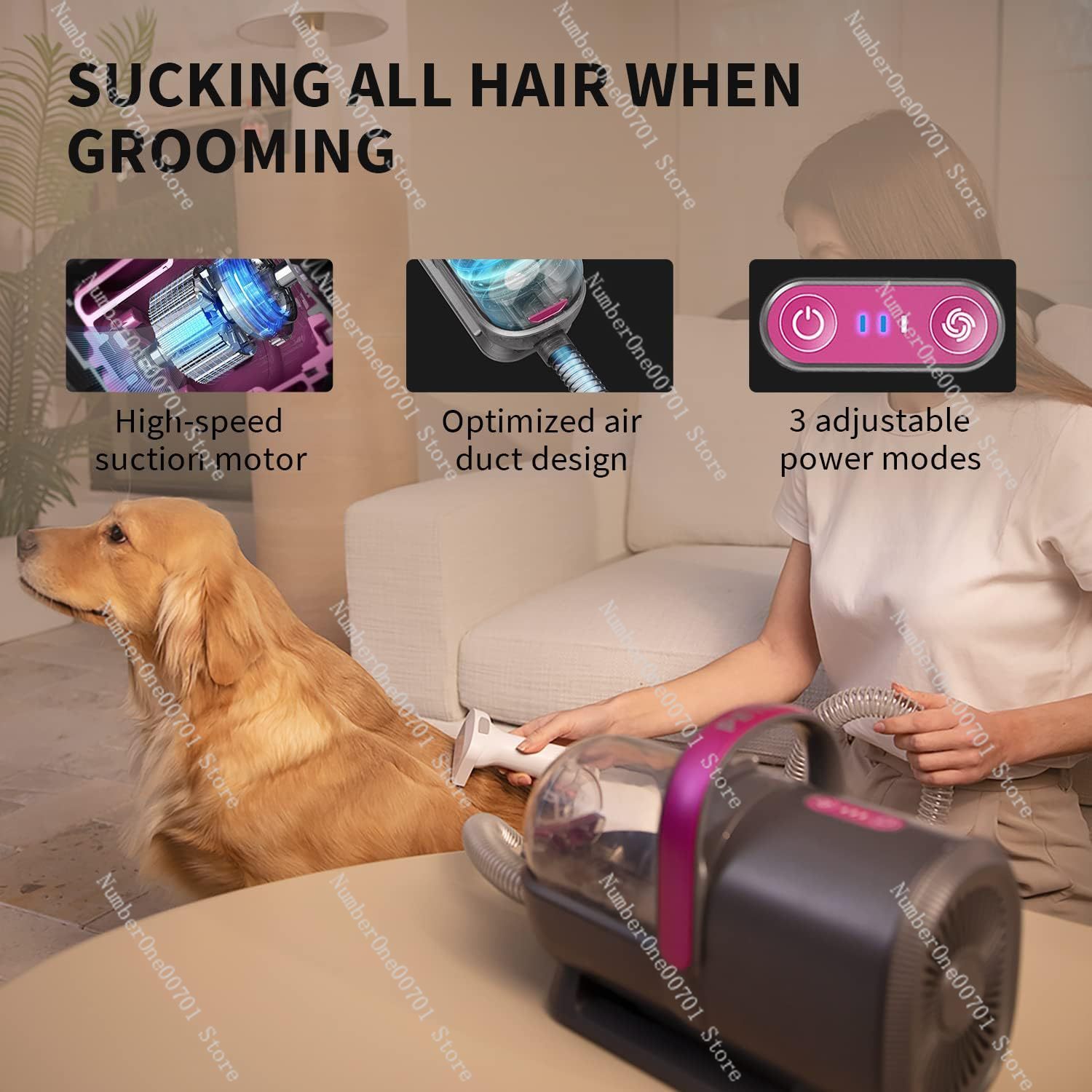 5-in-1ペットグルーミング掃除機キット、犬猫用バリカン付 - Pet Grooming Vacuum Suction Kit 5 In 1 のレビューと価格