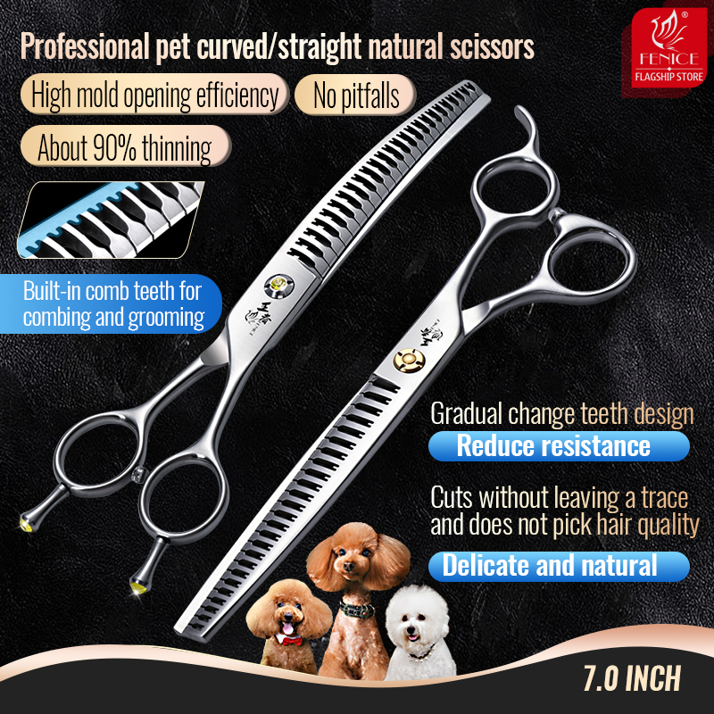 Fenice vg10プロのペットはさみ、湾曲したストレート - Professional Pet Grooming Scissors Curved のレビューと価格