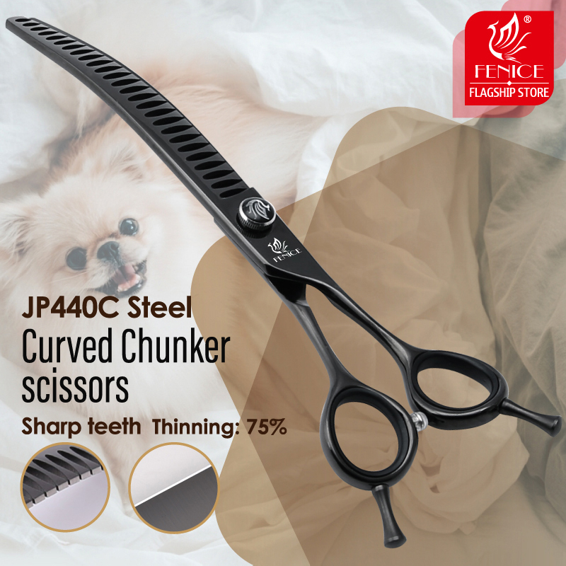 フェニーチェ JP440C スチール製プロ用黒色犬用理髪はさ - Professional Pet Grooming Scissors Curved のレビューと価格
