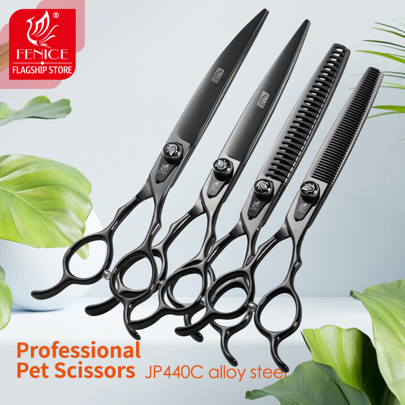 フェニーチェ JP440C スチール製プロ用黒色犬用理髪はさ - Professional Pet Grooming Scissors Curved のレビューと価格