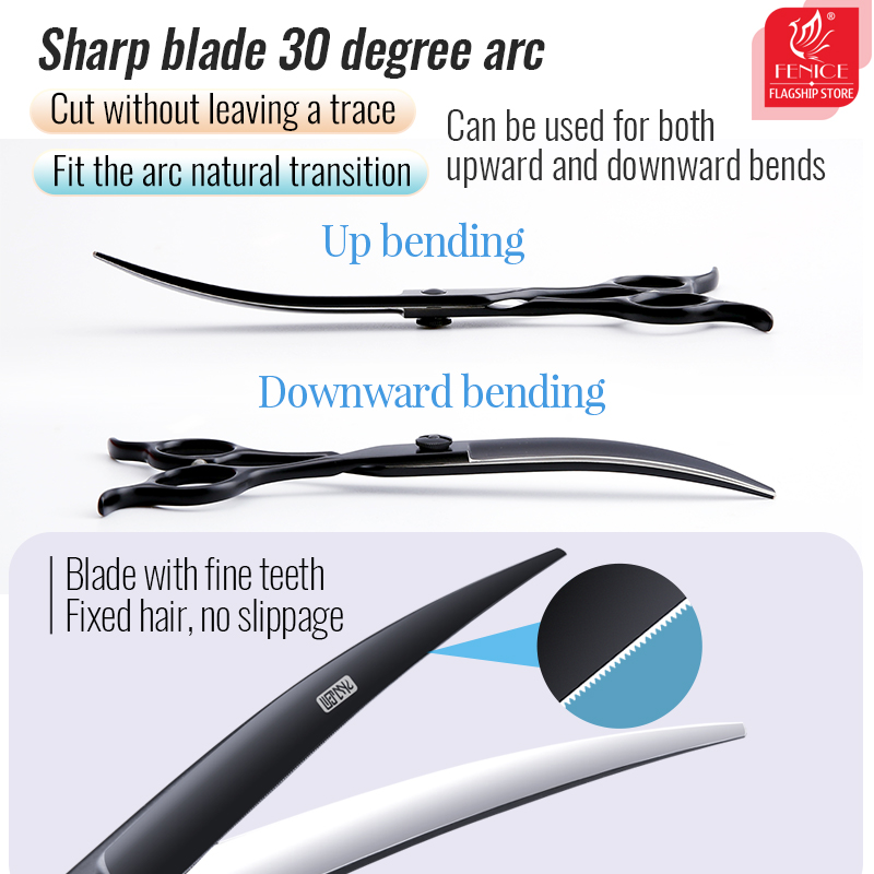 フェニーチェプロフェッショナル7インチカーブカット鋸歯状刃付 - Professional Pet Grooming Scissors Curved のレビューと価格