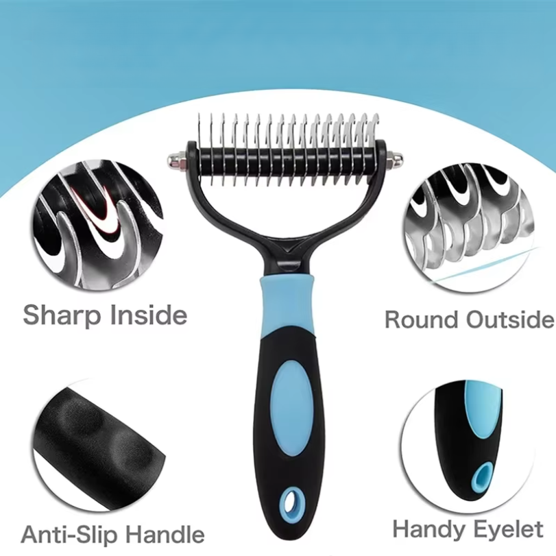 プロ仕様ペット抜け毛除去ブラシ 両面デマッティング犬用コーム - Undercoat Rake Dematting Tool Dog Shedding のレビューと価格