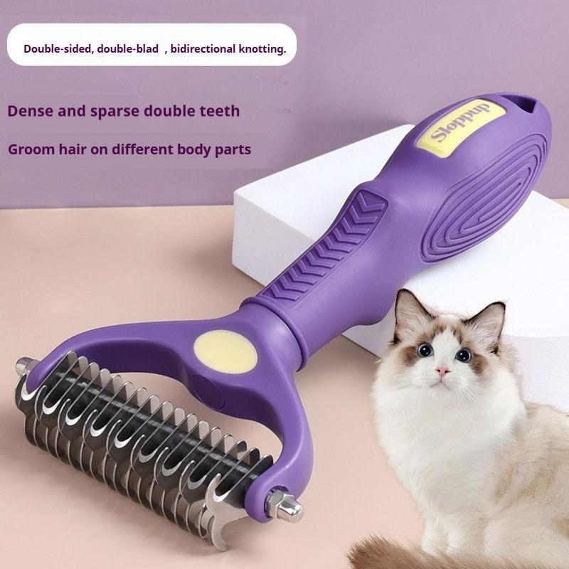 ペットグルーミングノットコーム、ペット抜け毛除去ブラシ、両面 - Undercoat Rake Dematting Tool Dog Shedding のレビューと価格