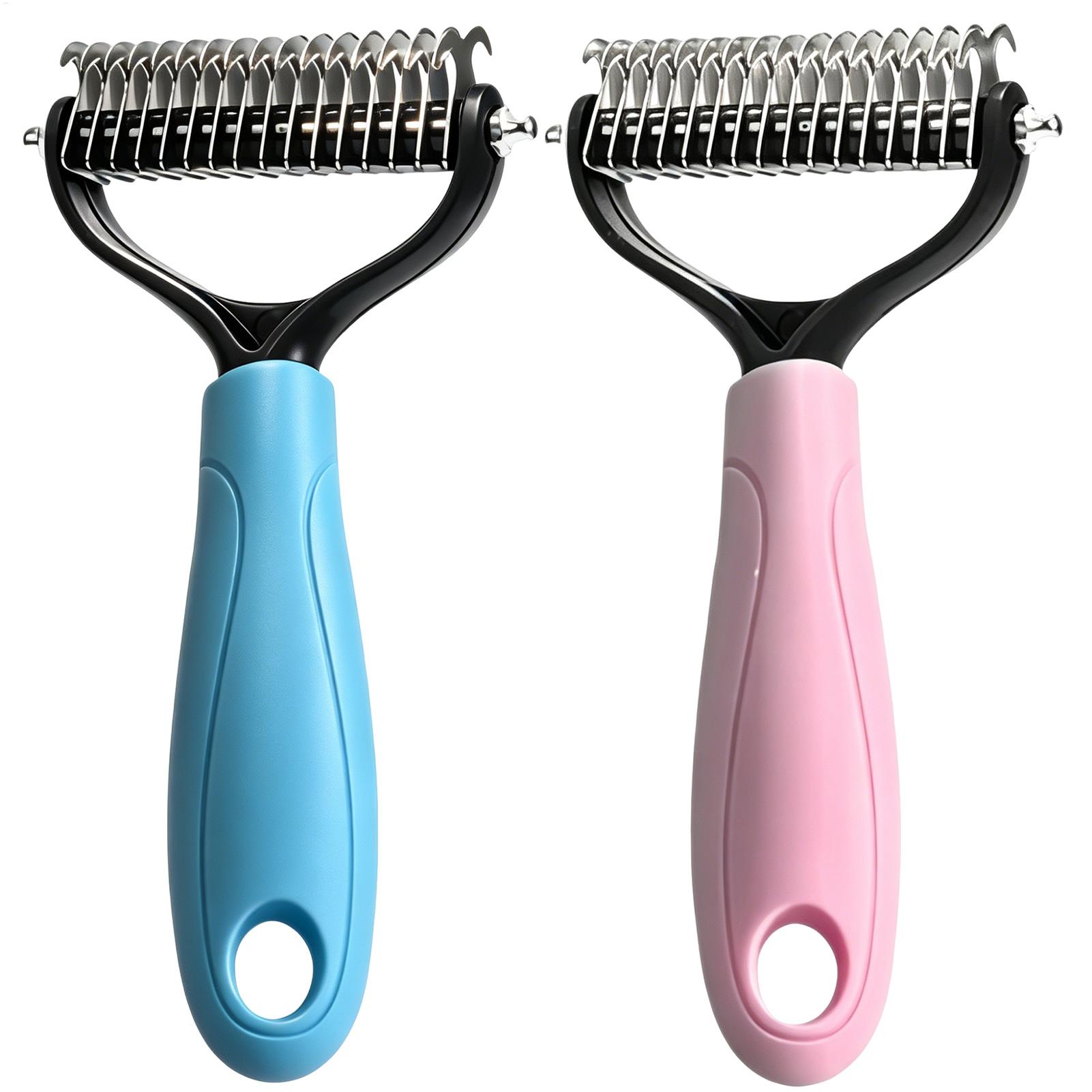 両面ペット抜け毛除去ブラシ 犬用アンダーコートレーキ 毛の抜 - Undercoat Rake Dematting Tool Dog Shedding のレビューと価格